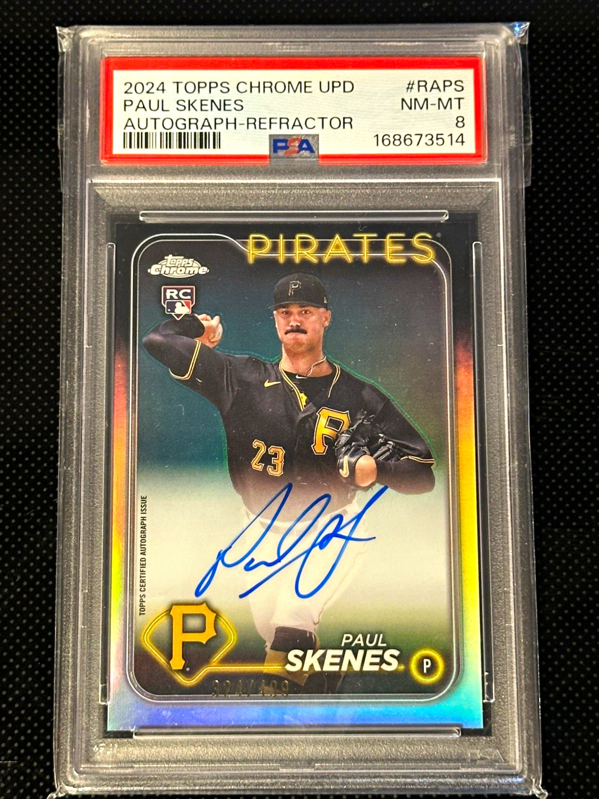 2024 Topps Chrome Update Paul Skenes RC Auto Refractor /499 PSA 8
