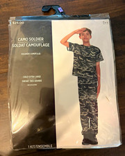 Boys Military Camo Soldier Costume Complete Outfit Shirt/Pants Child XL 10-14