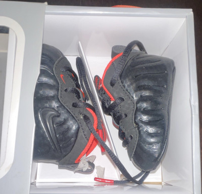 Nike Little Posite Pro Baby Sneaker Black Laser Crimson Lace Up 1C