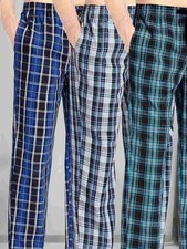 Men's Pajama pants with Pockets, Size: Large, 100 Cotton 3 Pack