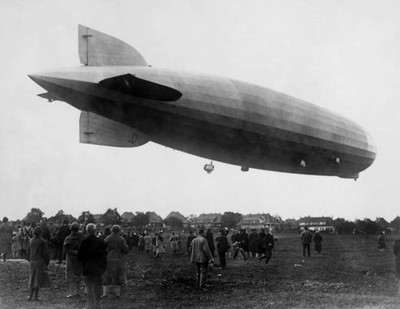 The crowd looking at the Graf Zeppelin airship taking off, in Octo - Old Photo