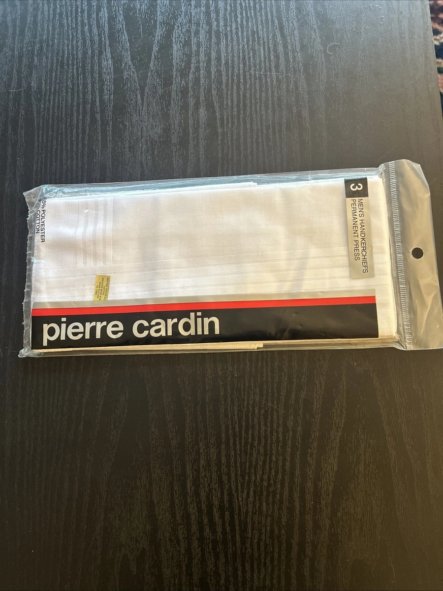 NWT Pierre Cardin Men's White Cotton Handkerchiefs Set Of 3 Sealed