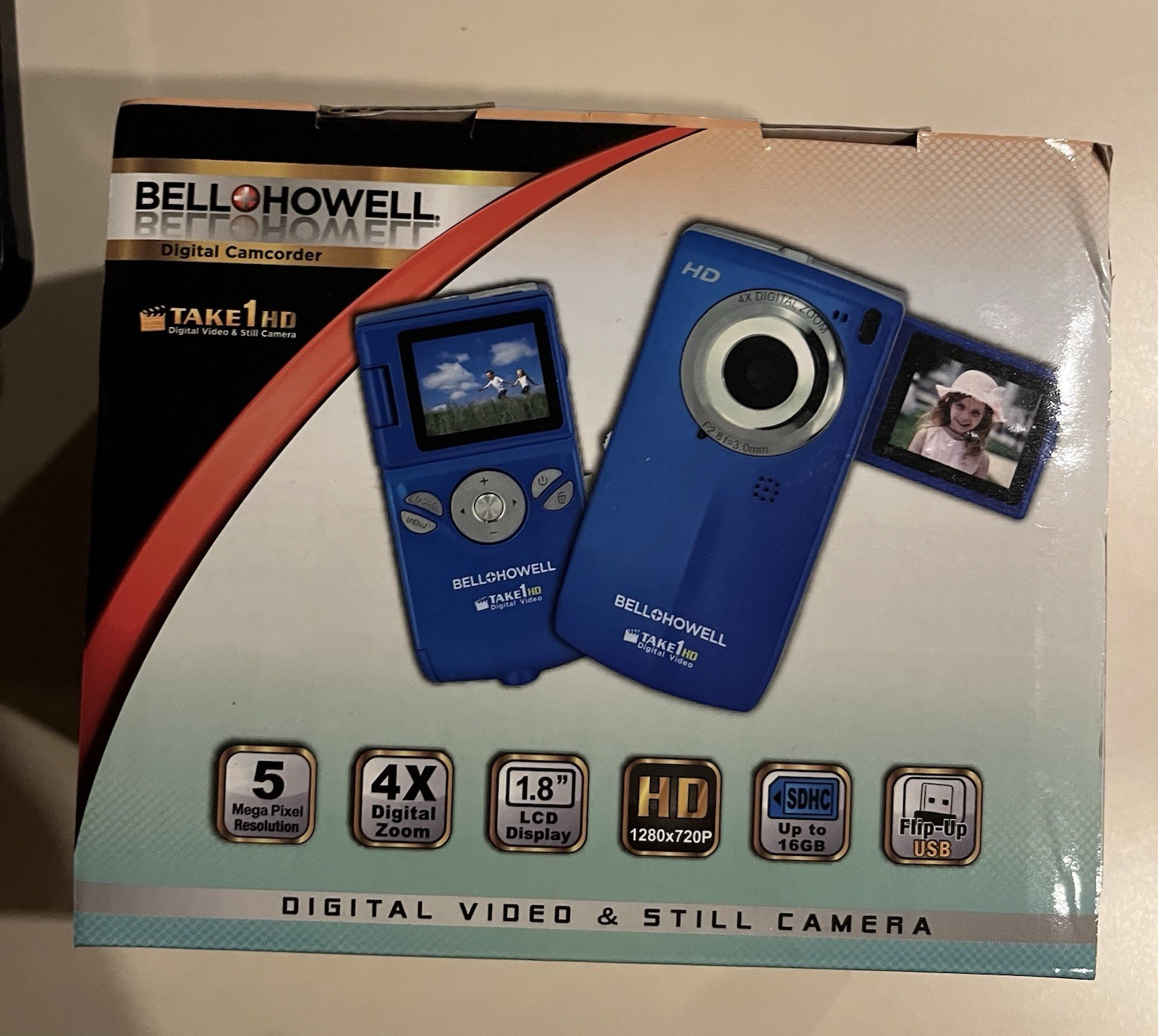 Digital Camcorder. Bell & Howell Take 1 HD digital camcorder. Red. New In Box-image