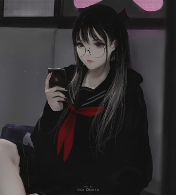 Anime aoi ogata women 2d glasses school uniform girls Custom Gaming 11x17 Poster