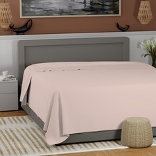 100 Cotton Soft Pink Full Size Flat Sheet Only Cool Crisp Percale Weave Fl...