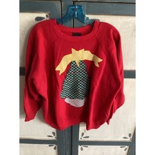 Vintage Lady MacGregor Red Christmas Tree Applique Sweatshirt USA Made XXL