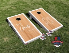 Custom Personalized Name Wedding Wood Cornhole Board Vinyl Wrap Laminated Sticke
