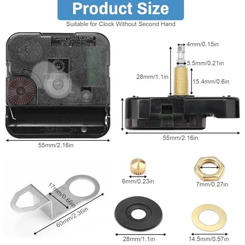 Quartz Clock 12888 Movement Replacement Set, Battery Operated Axis Shaft High - Picture 2 of 7