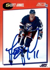 Scott Arniel Signed Auto 1991-92 Score card Winnipeg Jets