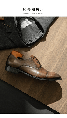 Zapatos Oxford Para Hombres Cuero Real Cuero de Vaca Con Cordones Vestido Formal Negocios Boda Talla - Imagen 9 de 17