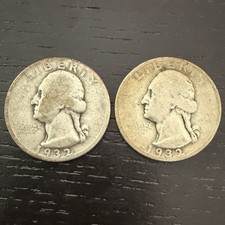 1932 P Washington Quarters Lot of 2 - 90% Silver - Philadelphia Mint