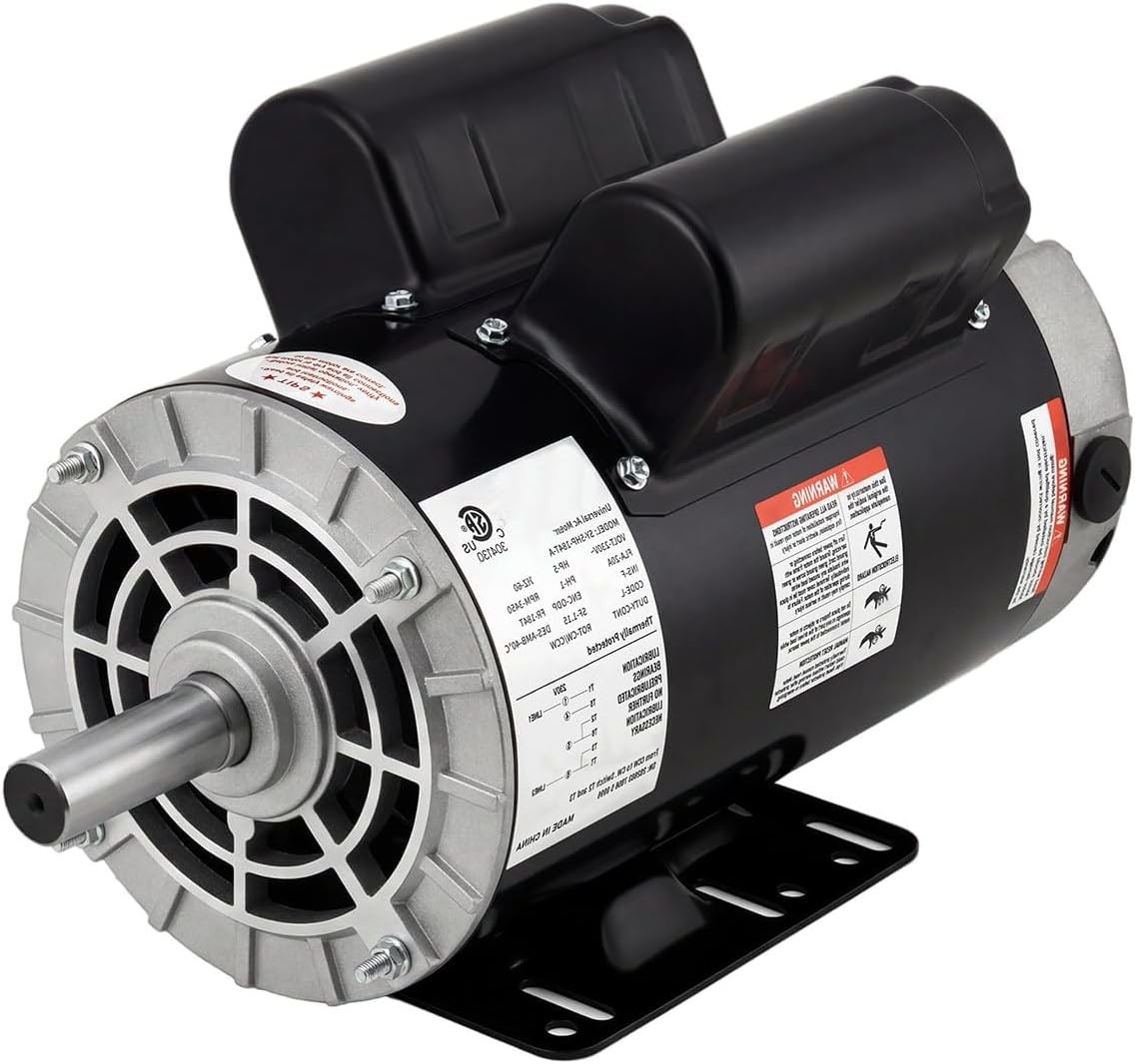 5HP SPL Air Compressor Electric Motor 56 Frame 3450RPM 7/8" Keyed Shaft CW/CCW