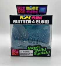 Nee Doh Nice Cube Ice Glitter Glow Stress Fidget Toy Solid Squish Sensory Cube