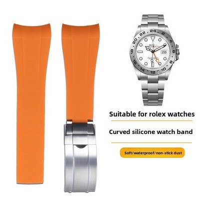 High End waterproof silicone Curved Watch Band Strap 21mm for Rolex Explorer 2