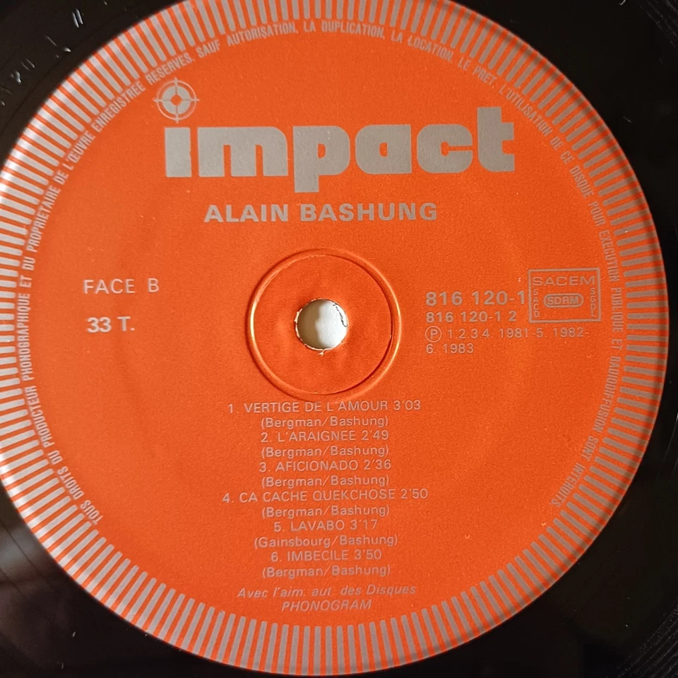 Alain Bashung "Alain Bashung/Programme Plus", Vinyl LP 33t, 1985 TBE - Photo 4/4