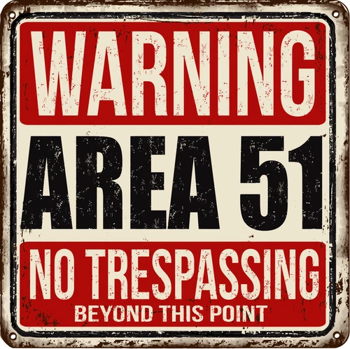 Warning Area 51 Roswell Alien UFO Self Adhesive Vinyl Sticker