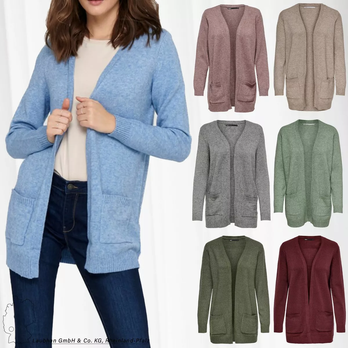 Cardigan ONLY Lange ONLLESLY Taschen | Stretch Mantel Strickjacke eBay mit