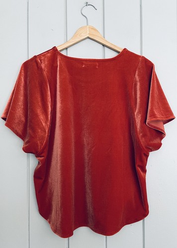 Madewell Top Medium Velvet Velour Butterfly Burn Orange Short Sleeves K4376 | eBay