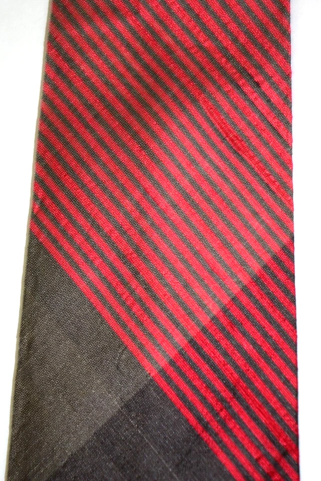 Corbata de Colección Años 50 Harry Cotler 4 Tonos Rayas 3 Velas Corbata de Seda Cruda 54"x 3.5" Foto 3 de 4