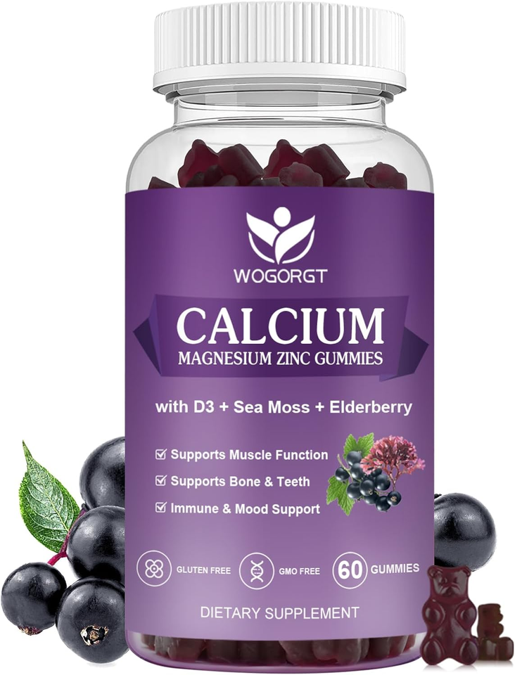 Calcium Magnesium Zinc Gummies with Vitamin D3 High Absorption