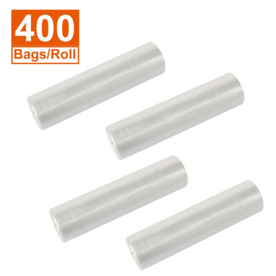 4Rolls 10''X14'' Plastic Produce Bag 400/Roll on a Roll Bread & Grocery Clear Bag 