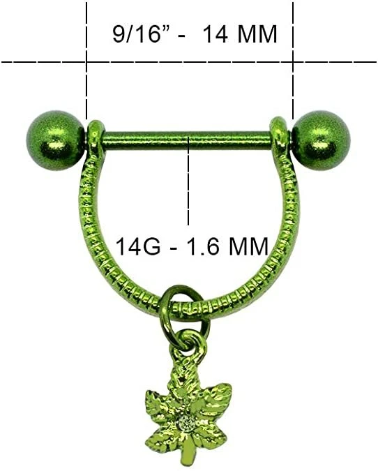 Pot leaf 2024 nipple rings