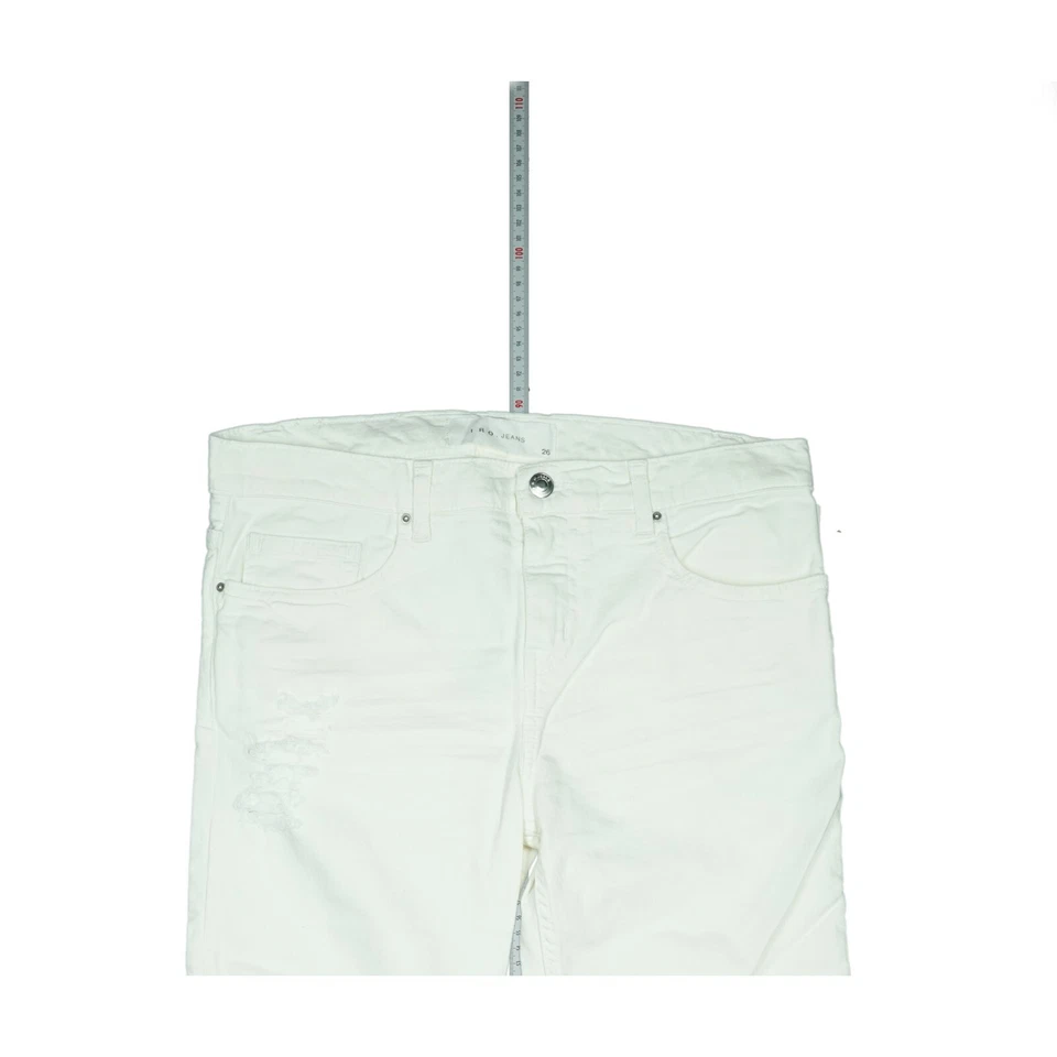 IRO Mujer Destroyed Vaqueros 7/8 Pantalón Verano Stretch 26 W30 L28 Blanco Used - Imagen 2 de 4