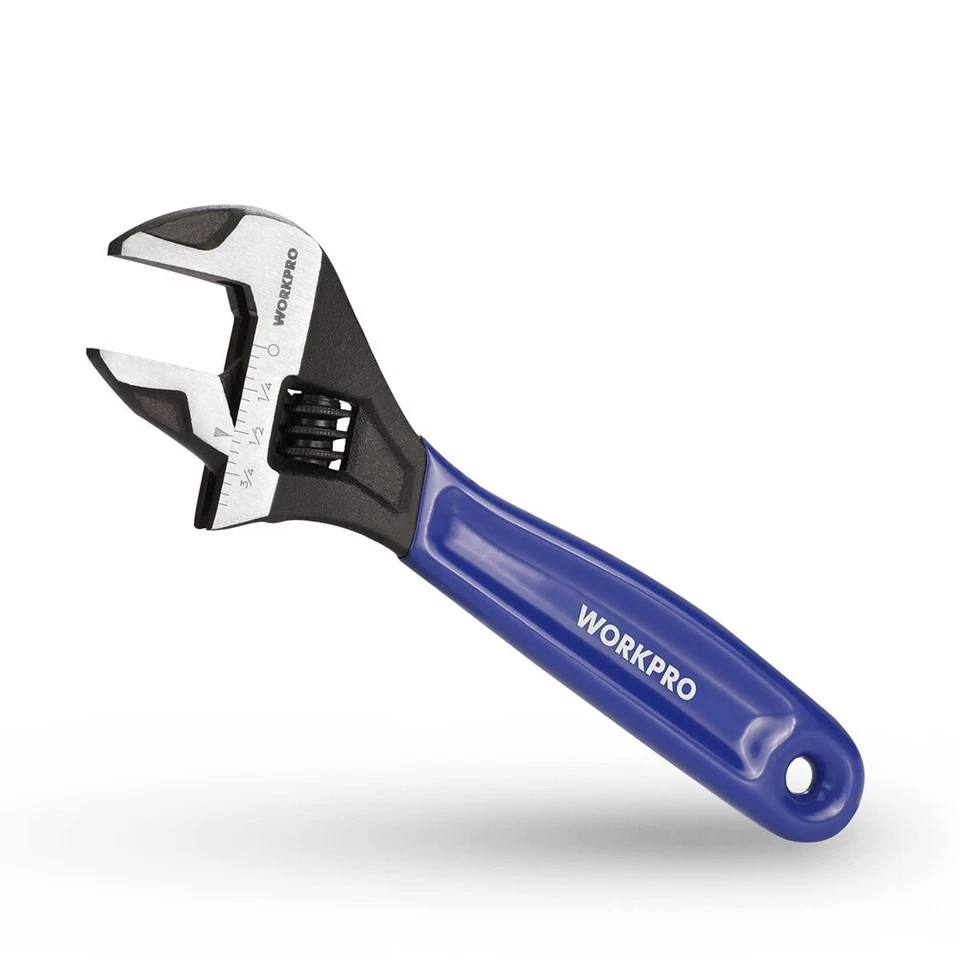 WORKPRO 6" Metric&SAE Wrench Cushion Grip Adjustable Wide Jaw Black Oxide Wrench - Image 2 of 4