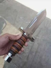 Custom Handmade Stacked Leather Survival Bowie Knife Hunting Camping Knife
