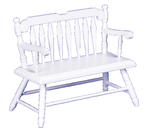 Dolls House Deacons Bench White Wood Hall Kitchen Furniture Miniature 1:12 Scale