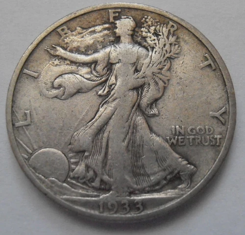 1933 S Walking Liberty Half Dollar, VERY FINE, 90% Silver Coin (33SAC4)