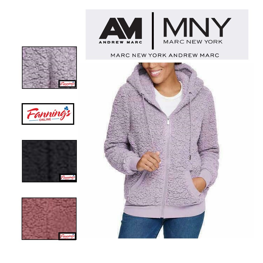 Marc New York Cozy Fleece Full Zip Hooded Jacket I64