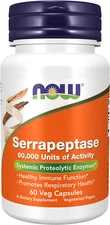 NOW Foods Serrapeptase 60,000 Units of Activity, Respiratory Immune, 60 Capsules