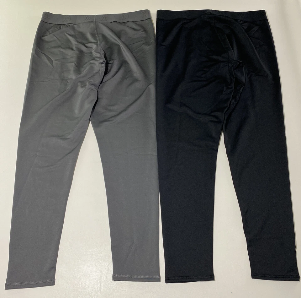 2 Pairs Boys All In Motion Fitted Performance Tights Size L Large Black Gray - Image 3 of 4