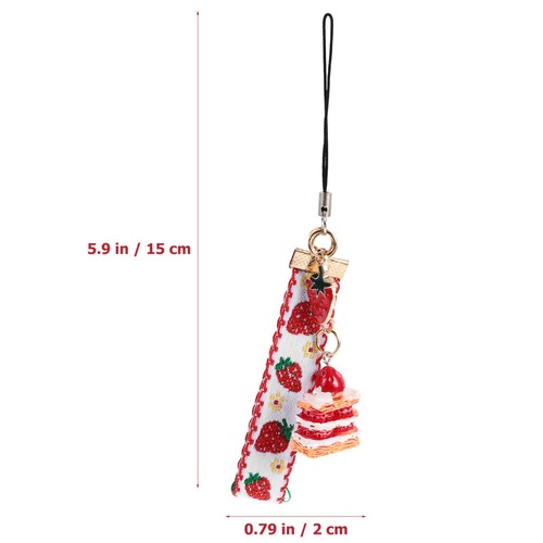 2 Pcs Erdbeerglockenschlüsselkette Mädchen Telefon Hängendes Kettenzubehör - Zdjęcie 7 z 12