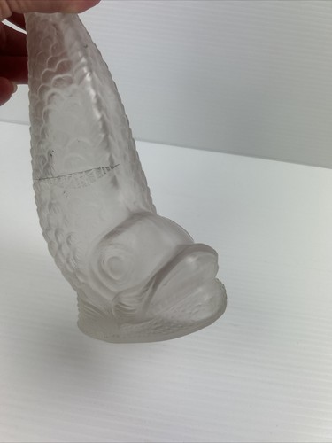 Vintage Glass Fish Decanter Frosted Vase Art Deco Style Bottle Pls Read - Foto 10 di 17