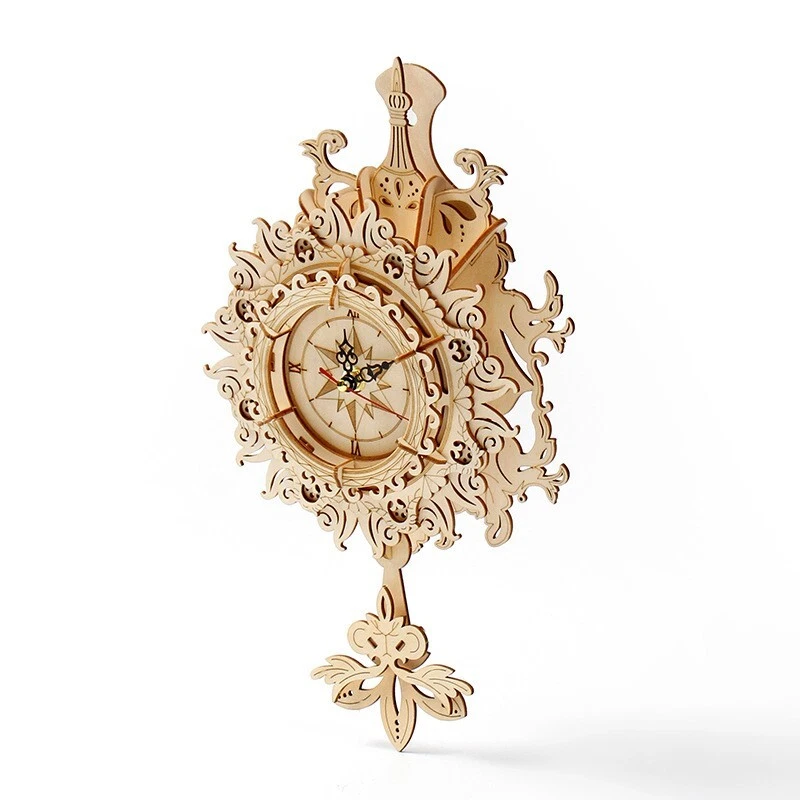 RUIAN Wood 3D Puzzles Building Mechanical Wall Clock Hanging Pendulum Toy Kits - Image 2 of 4