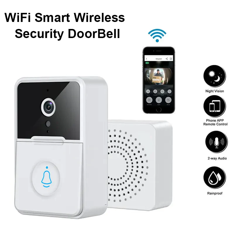 Wireless Security Smart Wifi Doorbell Intercom Video Camera Door Ring Bell Chime-image