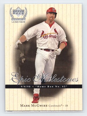 1999 Upper Deck Century Legends #EM4 Mark McGwire Epic Milestones