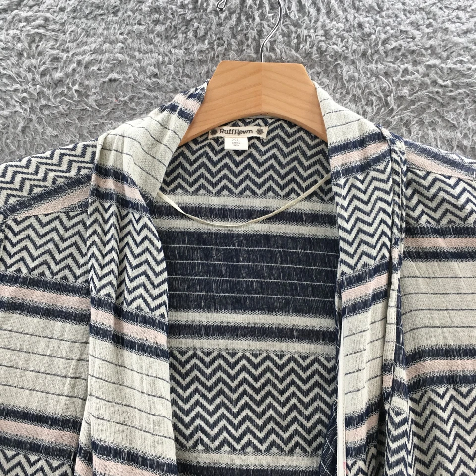 Cárdigan con volantes frente abierto cubierta top para mujer XL multicolor algodón flecos dobladillo Foto 4 de 4