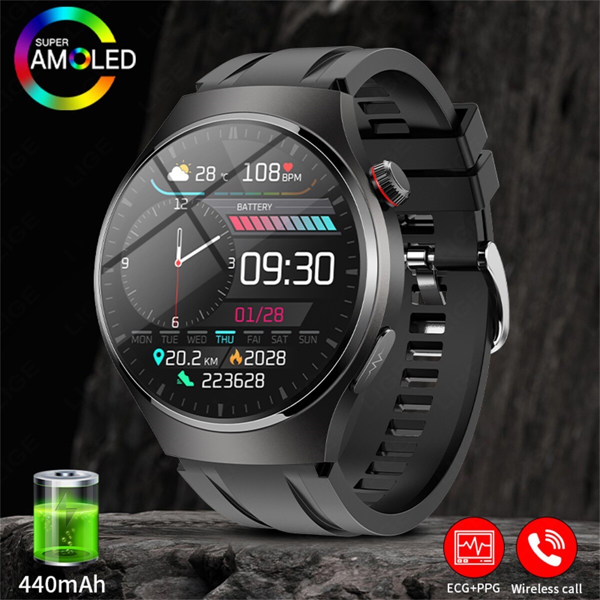 2025 New Medical Grade Smart Watch Blood Pressure Oxygen Heart Rate Bluetooth