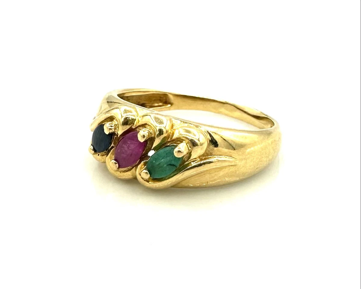 Parure Ancienne En Argent Massif 925 Avec Rubis, émeraude Et Saphir - Boucles D'oreilles Et Pendentif, 13,33g