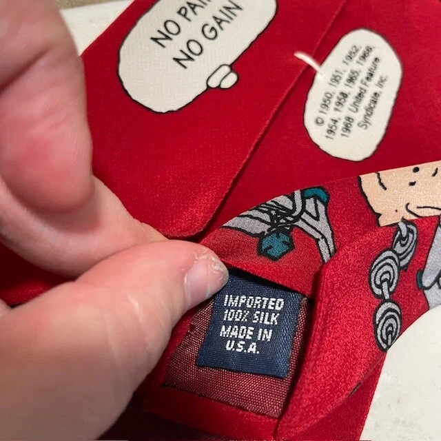 Corbata Snoopy & Friends 'No Pain No Gain' De Colección 100% Seda Hecha en EE. UU. Entrenamiento Foto 4 de 4