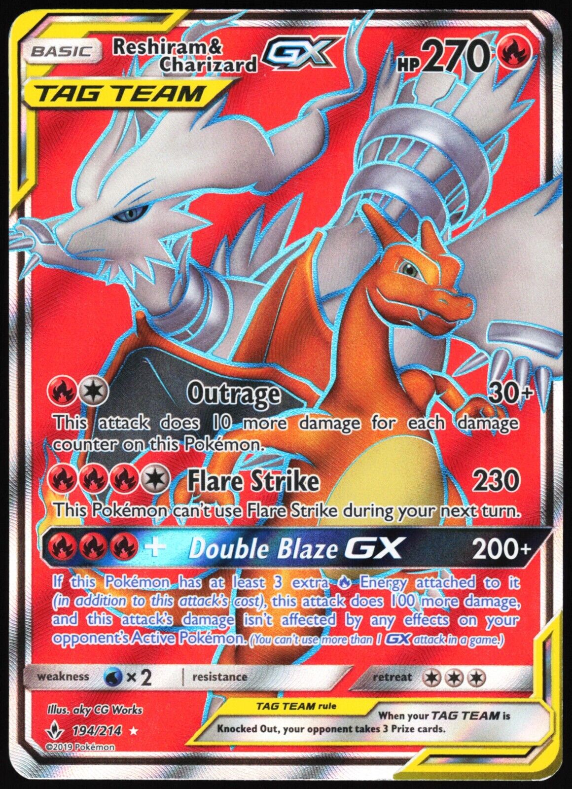 Reshiram & Charizard GX Full Art - 194/214 - Unbroken Bonds