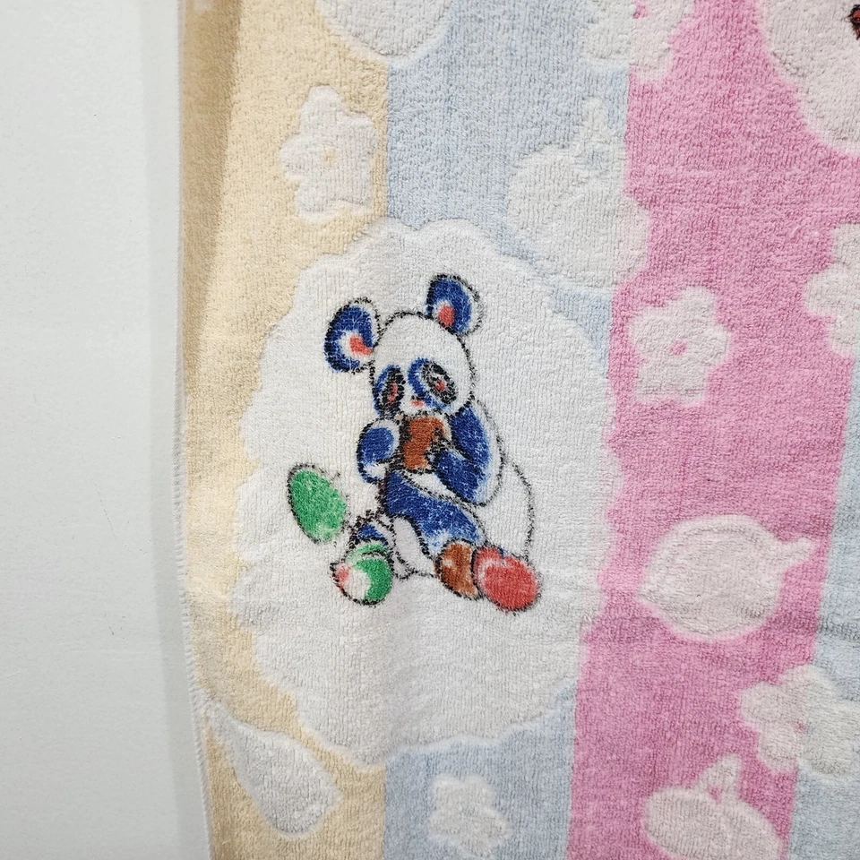 Toalla de playa de baño vintage con personajes animales rosa azul amarillo rayas 44" x 21" Foto 4 de 4