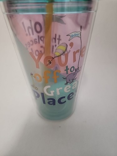 Dr Seuss Tumbler Travel Cup  w/ Quotes Oh The Places You'll Go Graduation - Picture 2 of 7