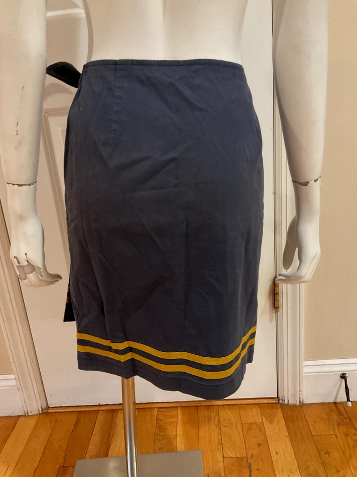 Falda envolvente estilo naval country Ralph Lauren vintage años 80 con ribete a rayas doradas talla 4 Foto 2 de 4