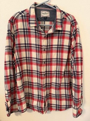 Flag and Anthem Red & Navy Plaid Flannel Shirt - Men