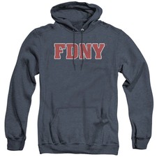 New York City Fdny Mens Heather Hoodie Navy Officially Licensed