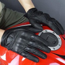 Motorradhandschuhe aus Ziegenleder Mesh, schwarz